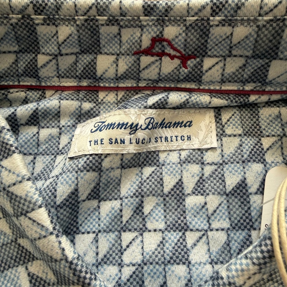 Tommy Bahama San Lucio Tiles Away Shirt Mens M Blue Geometric Long Sleeve NWT - Picture 5 of 9